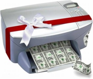 a printer, printing money